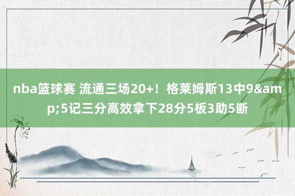 nba篮球赛 流通三场20+！格莱姆斯13中9&5记三分高效拿下28分5板3助5断