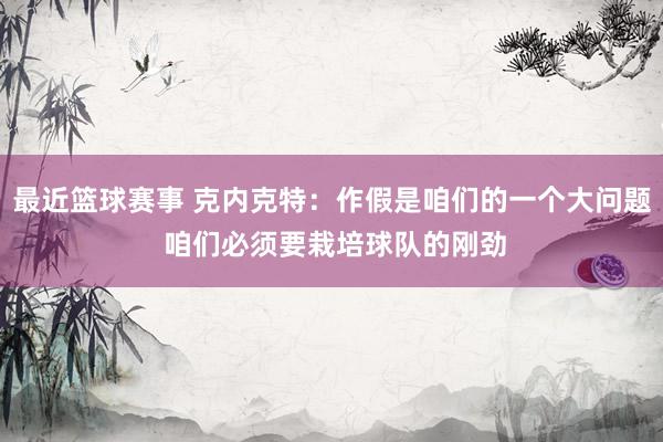 最近篮球赛事 克内克特：作假是咱们的一个大问题 咱们必须要栽培球队的刚劲