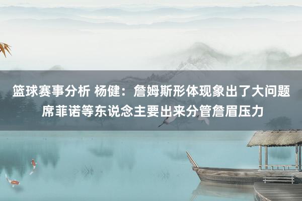 篮球赛事分析 杨健：詹姆斯形体现象出了大问题 席菲诺等东说念主要出来分管詹眉压力